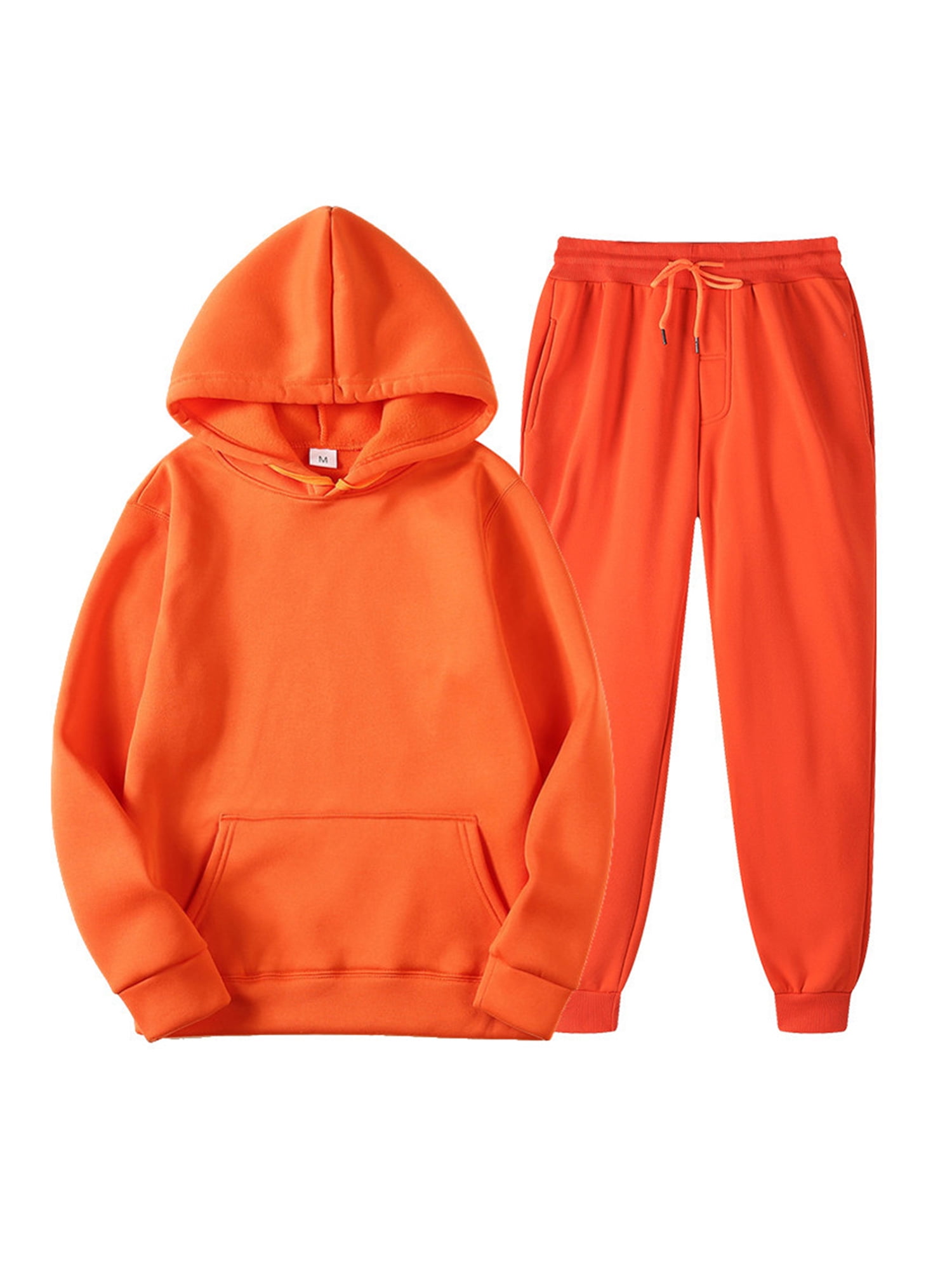 wybzd Men s Tracksuit Athletic Sports Sweatsuit 2 Piece Tracksuit Outfit Long Sleeve Hoodie and Workout Running Pants Orange XL