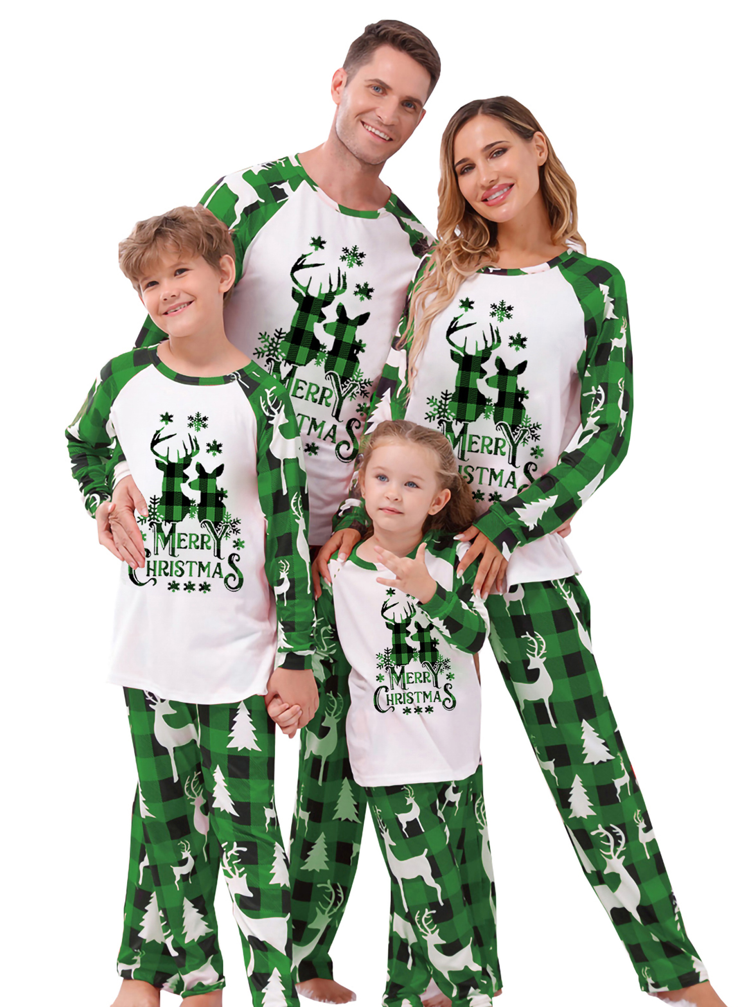 wybzd Merry Christmas Family Matching Pajamas Sets Deer Letter ...