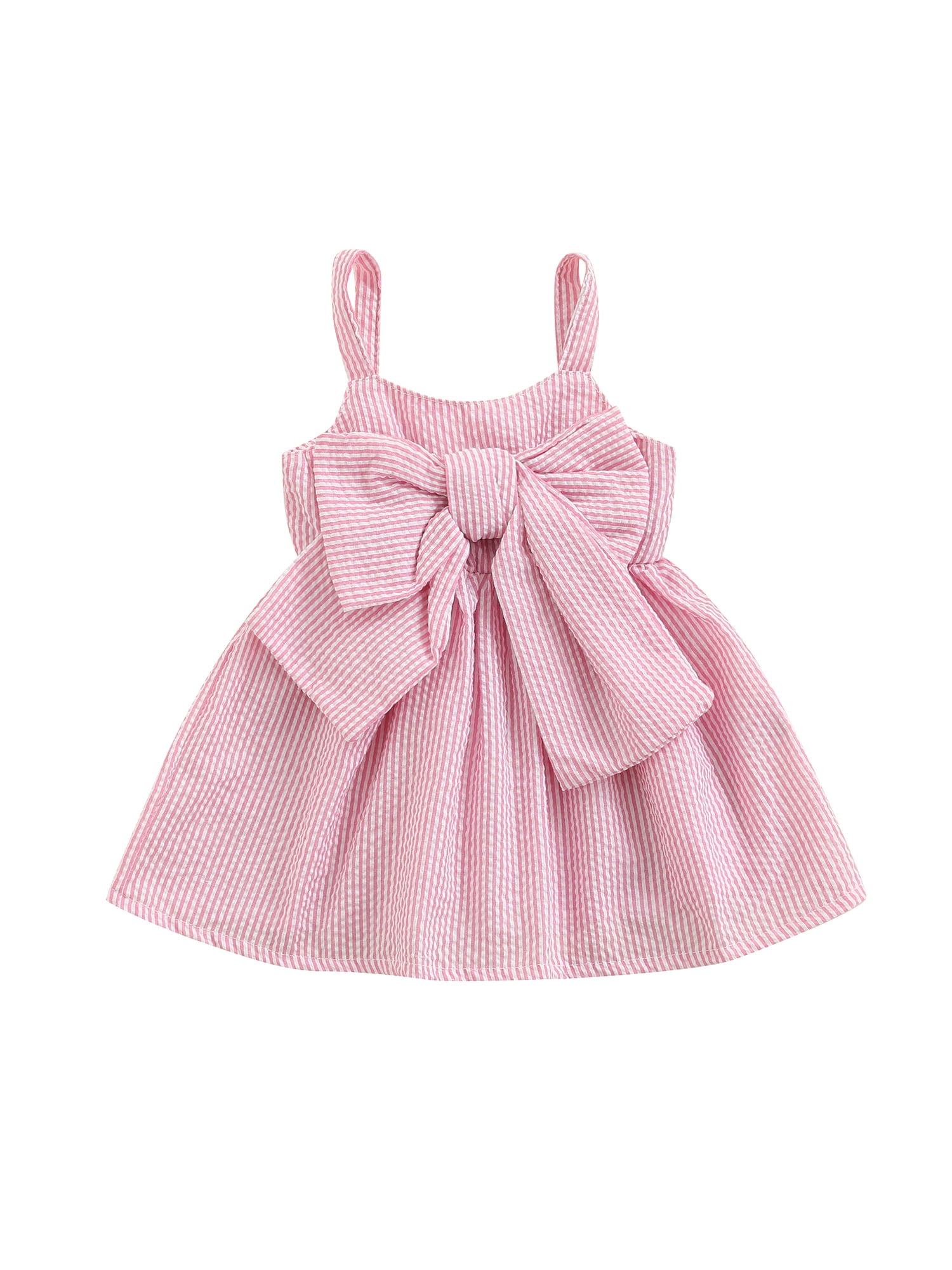 wybzd Newborn Baby Girl Dress Sleeveless Striped Bow Princess Dresses Outfits Summer Clothes