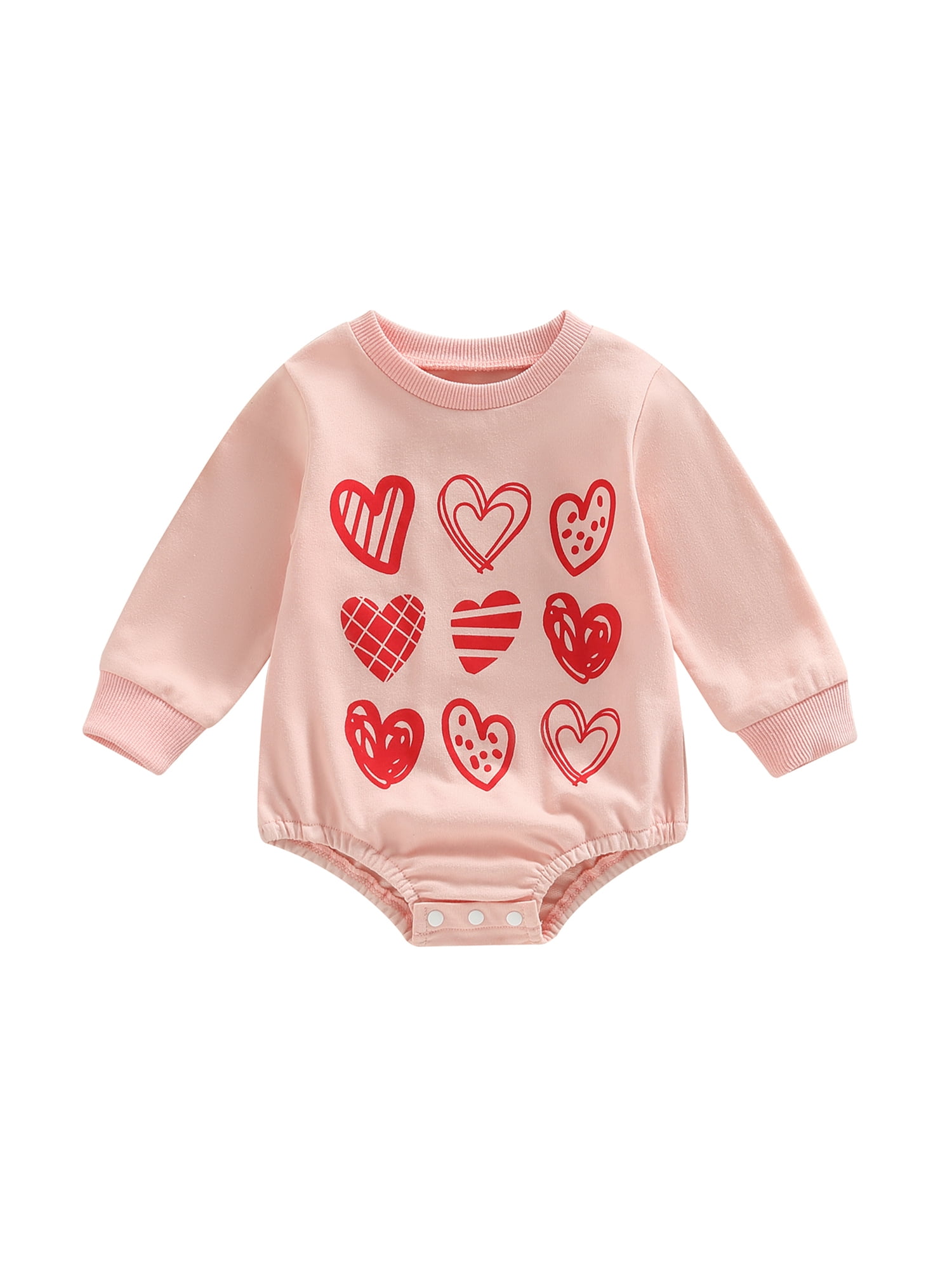 wybzd Newborn Baby Girl Valentines Day Outfit Heart Print Sweatshirt
