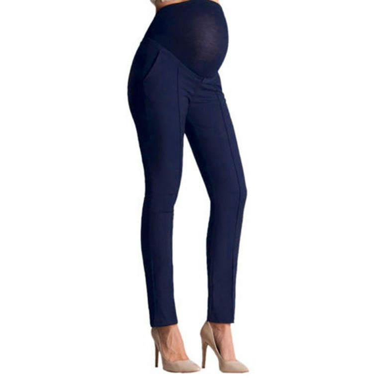 wybzd Women Casual Stretchy Pants Work Business Slacks Dress Pants Straight  Leg Trousers with Pockets Blue XL 