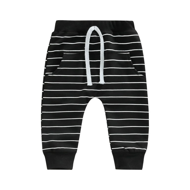 wybzd Toddler Baby Boy Girl Sweatpants Striped Print Cotton Jogger