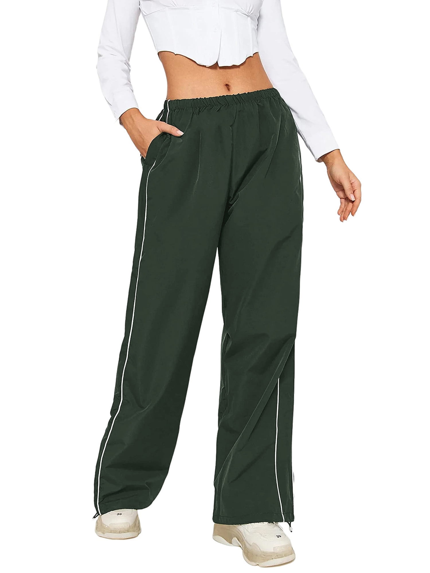 yungluner Women Parachute Pants Cargo Pants Y2K Low Waist Wide Leg Relaxed  Pants with Pockets Drawstring Loose : : Clothing, Shoes &  Accessories