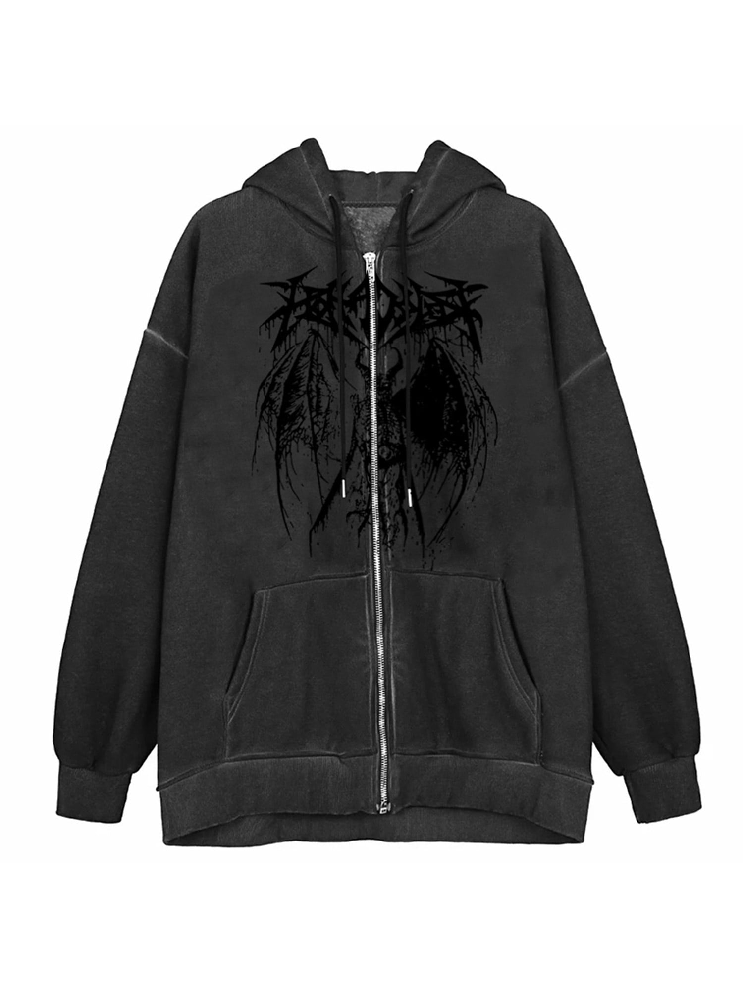  ihtha Woman Sweatshirt Hoodie Y2K Black Jackets For