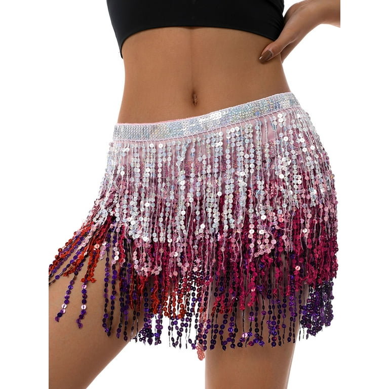 New Style Women Sequins Belly Dance Costume Hip Scarf Wrap Sexy