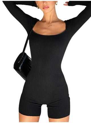 Tregren Women Playsuits Romper Workout Athletic Romper One Piece Tummy  Control Tank Top Bodysuit