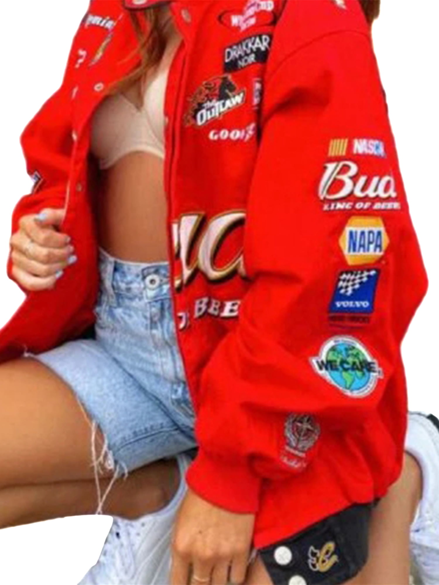Color block bomber jacket womens top