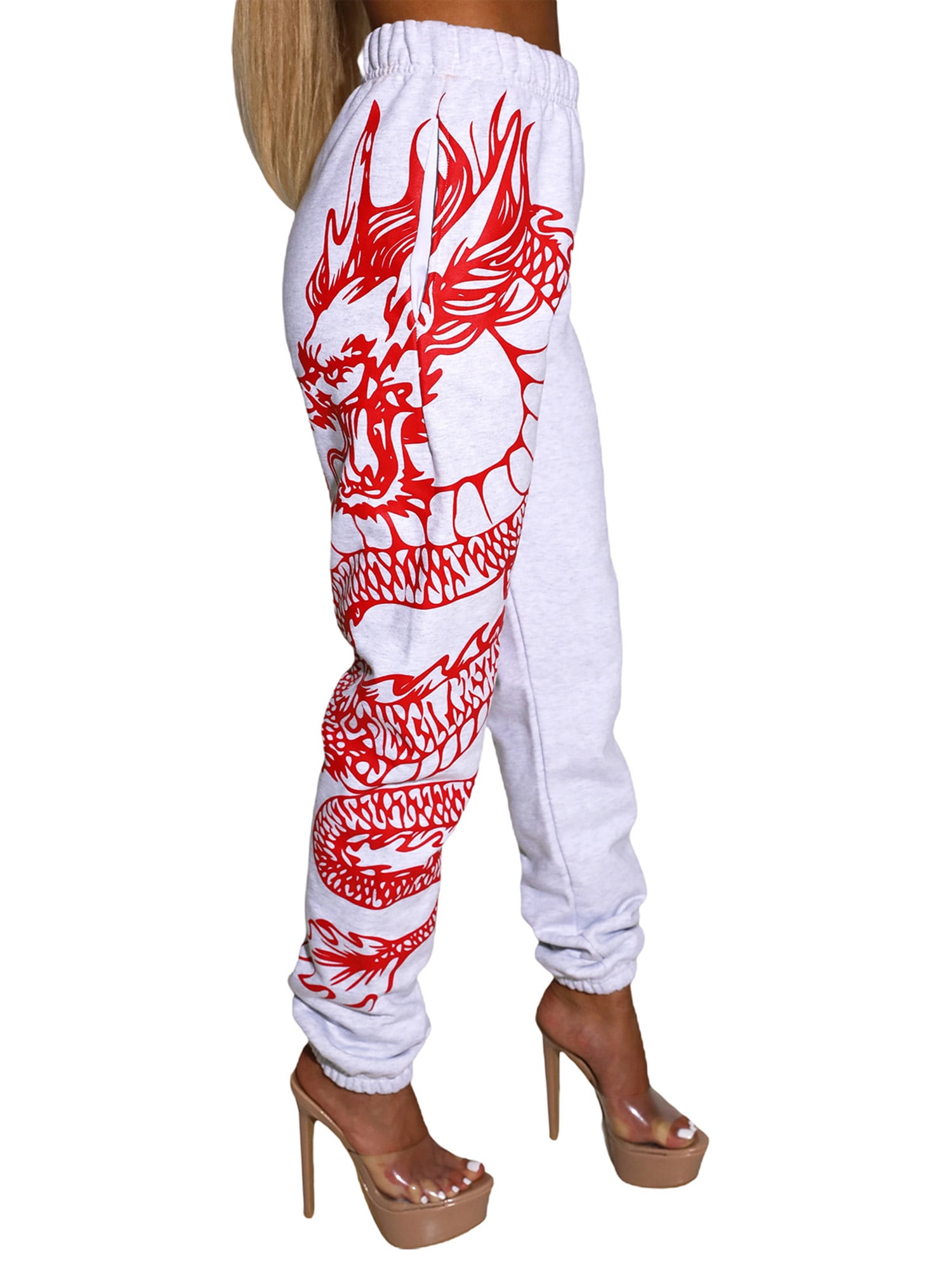 wybzd Women s Autumn Personalized Sweatpants Print Elastic Waist