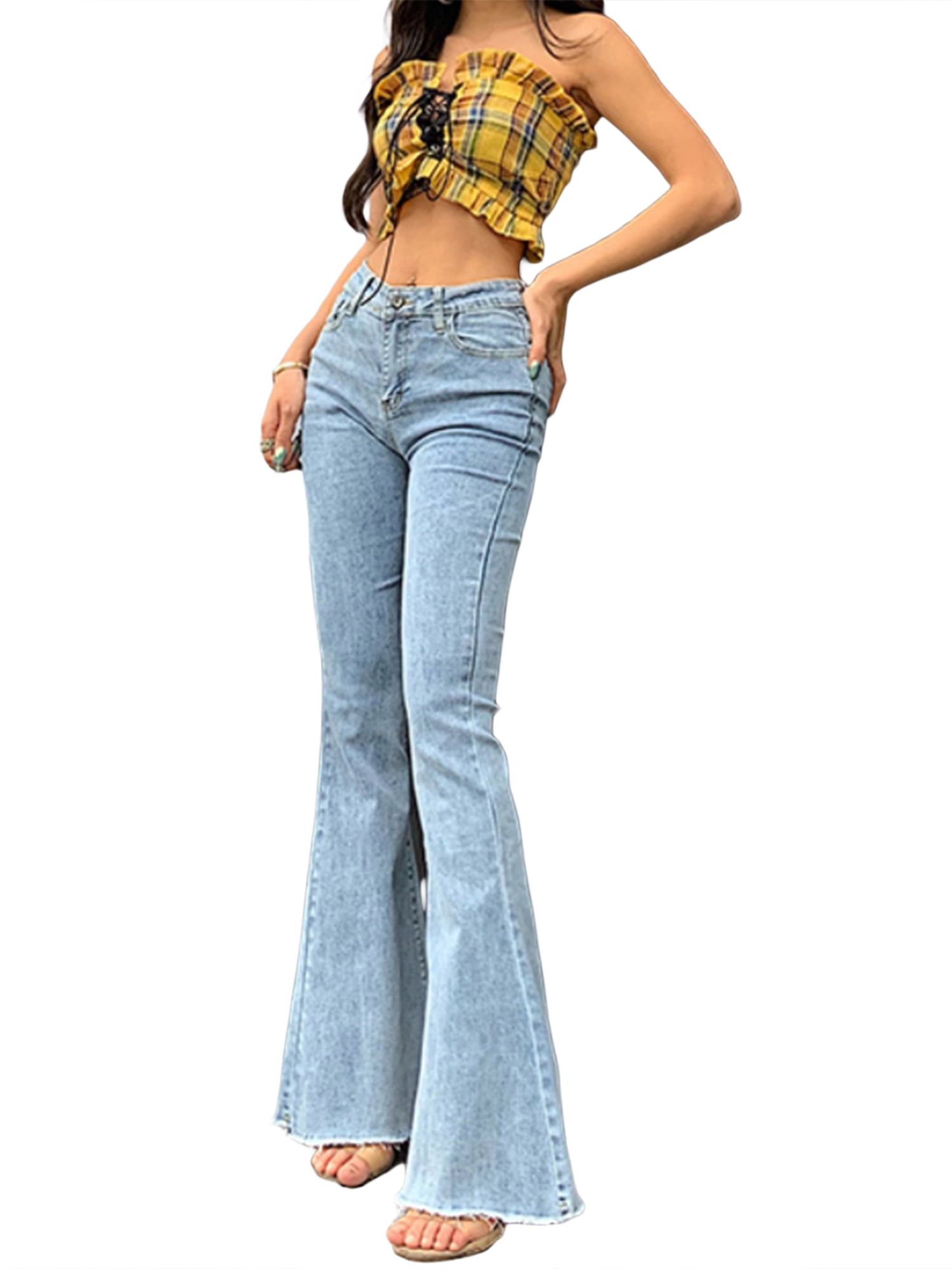 Christina High Rise Flare Frayed Hem Jeans – VICI