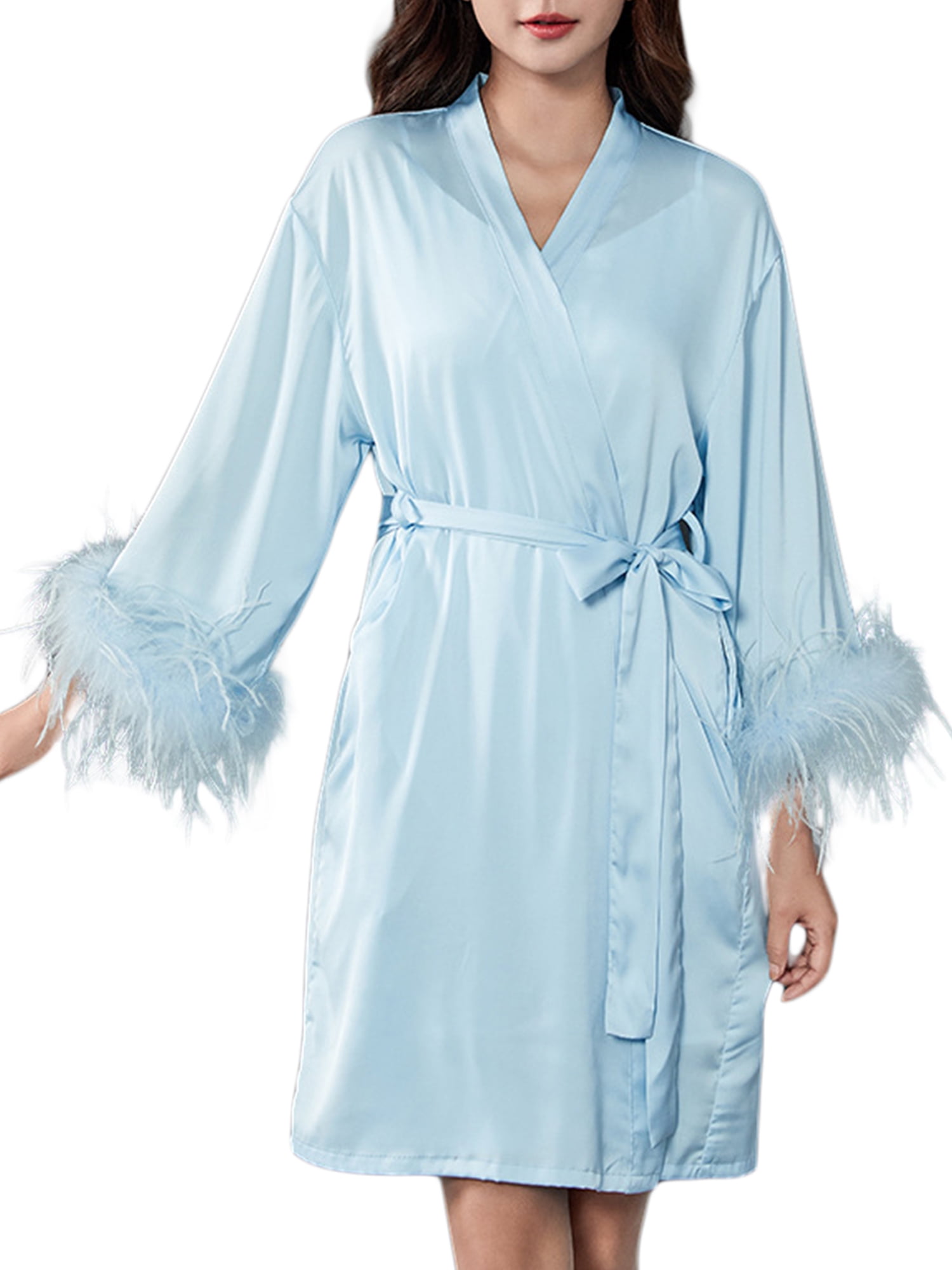 Silk fluffy deals robe