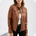 thumbnail image 1 of wycnly 2023 Winter Womens Leather Coat Bomber Jacket for Women Fashion Stand Collar Zip up Faux Leather Jacket Plus Size Casual Solid Long Sleeve Lightweight PU Outwear with Pocket Up to 65% off, 1 of 6