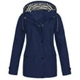 thumbnail image 1 of wycnly 2023 Winter Womens Trench Jacket Plus Size Rain Coat for Women Casual Solid Outdoor Lightweight Hooded Overcoat Long Sleeve Zip up Drawstring Windbreaker Long Coat Up to 65% off, 1 of 3