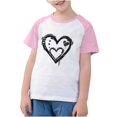 thumbnail image 1 of wycnly Clothes for Girls Tee Top for Kids Boys Summer Color Block Loose Fit Comfy Crewnek T-Shirts Blouses Trendy Heart Print Short Sleeve Tops Girls Tops(Size:160), 1 of 6
