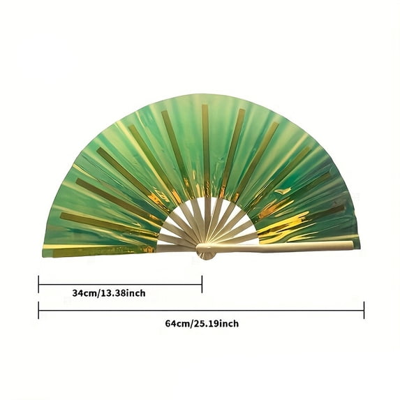 wycnly Handheld Dance Fan PVC Colorful Fan Reflective Fabric Folding Fan 13in Home Clearance