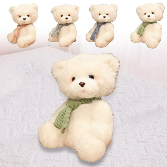 wycnly Kids Toys 9 Inches White Bear Scarf Toy Children's Little White Bear Sleeps Doll Boy and Girl Holiday Birthday Gift Toys for Ages