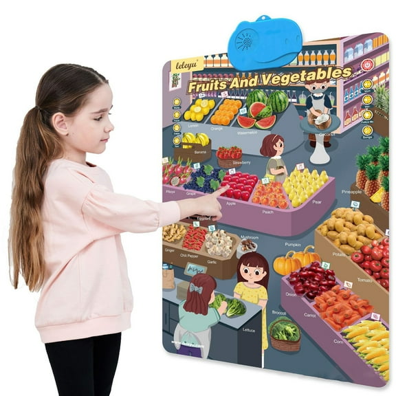 wycnly Kids Toys Interactive English Learning Talking Wall Chart Toy for Kids Requires 3 AA Batteries Not Included Toys for Ages