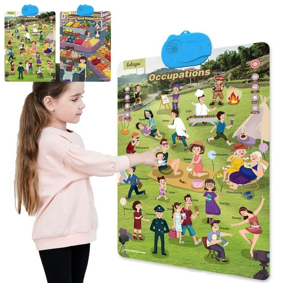 wycnly Kids Toys Interactive English Learning Talking Wall Chart Toy for Kids Requires 3 AA Batteries Not Included Toys for Boys