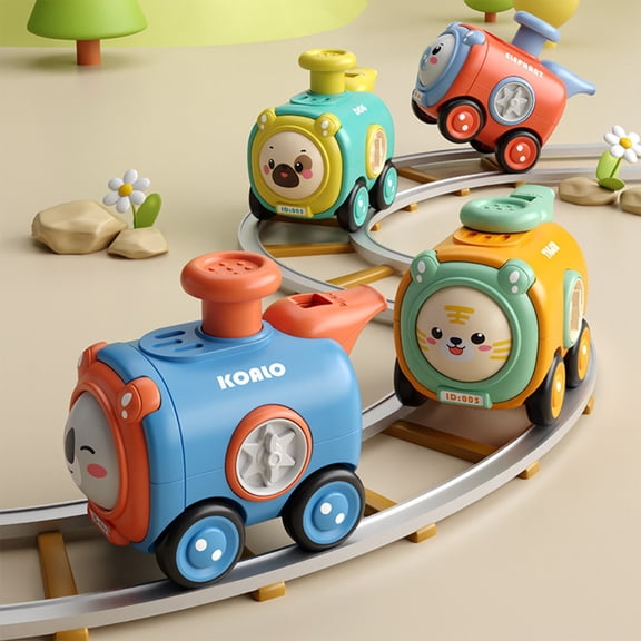 wycnly Kids Toys Toy Car Press Change Face with Whistle Small Train Drop Car Boy Parent-child Interaction Toys