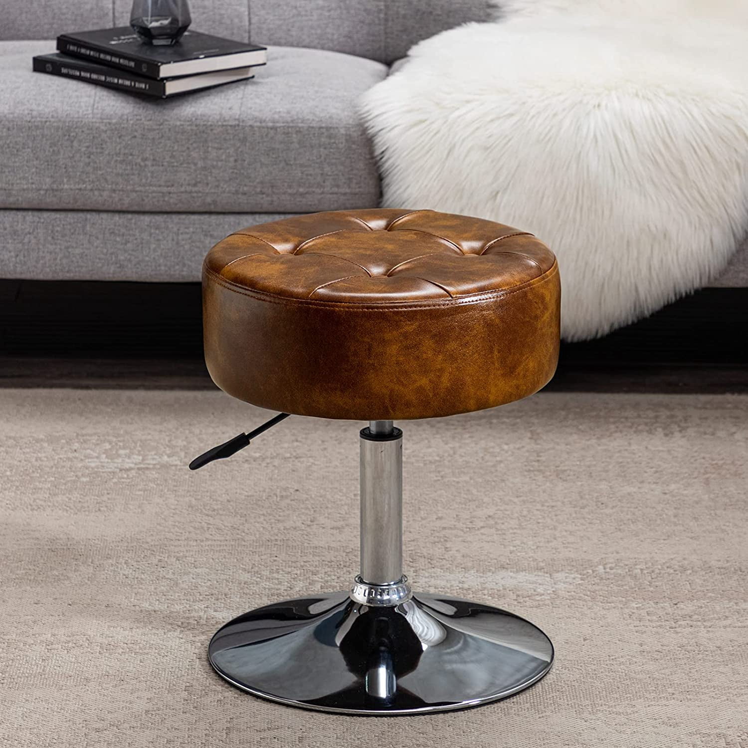 wyhstgvo PU Leather Vanity Stool Makeup Stool Vanity Chair Height