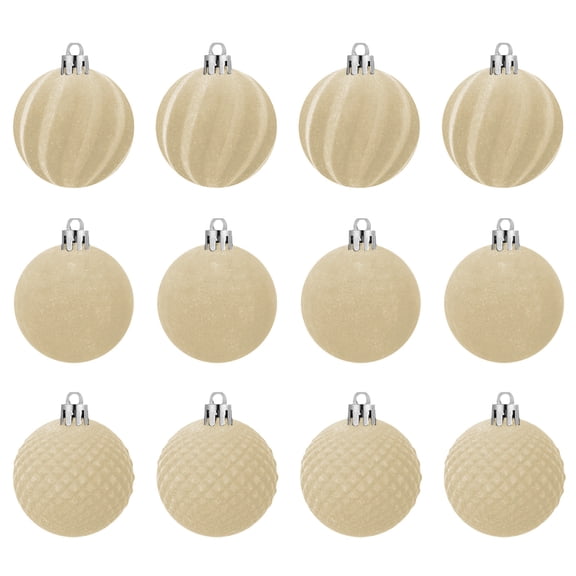 wznxdo 6cm 12 Pieces Flocked Ball Pendant Shatterproof Plastic Hanging Balls Wedding Party Indoor Outdoor Decorations