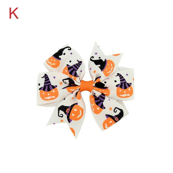 wznxdo Halloween Children's Hairpin Kids Print Cute Bow Hair Accessories