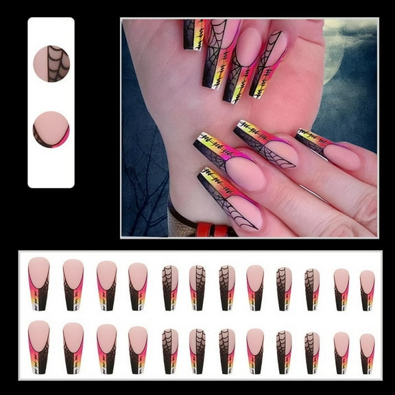 wznxdo Halloween Press On Nail Many Styles Full Cover False Nail 24 Nail Decorations(1ml）