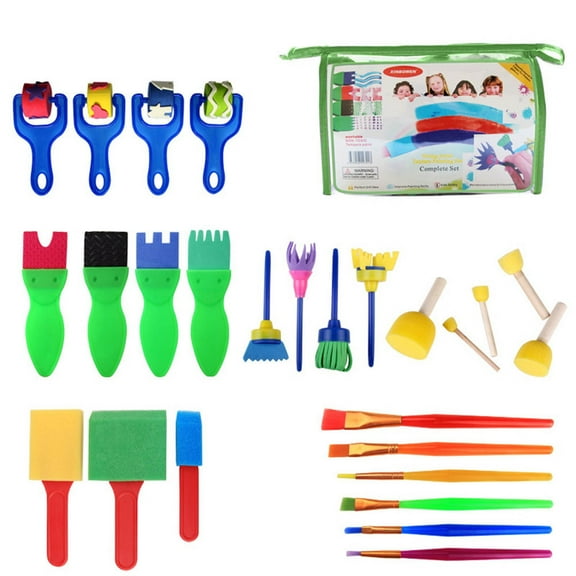 wznxdo Hot Sale Kids 26pcs Paint Brushes Sponge Kits Children Early DIY Learning Toys Arts Craft Boys Girls Birthday Gifts