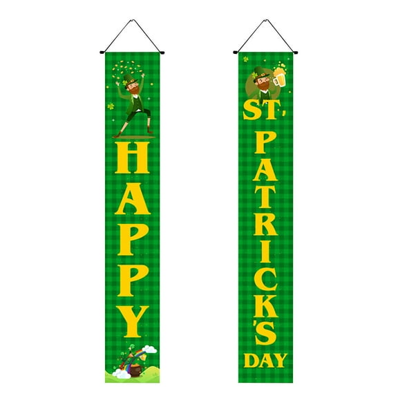 wznxdo Porch Sign Decor Curtain Banner Hanging Picture Hanging Flag Decoration Green St. Patrick Clover Hanging Banner