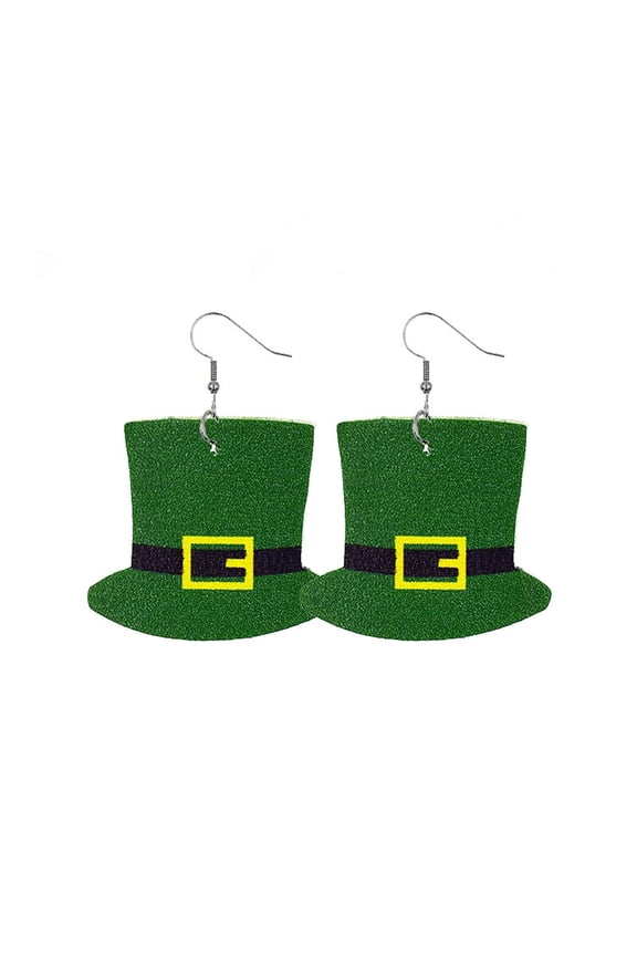 St. Patrick's Day Earrings Irish Geometric Green Beard Green Hat Carnival Earrings
