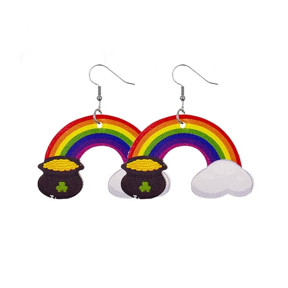 wznxdo St. Patrick's Day Earrings Irish Geometric Green Beard Green Hat Carnival Earrings