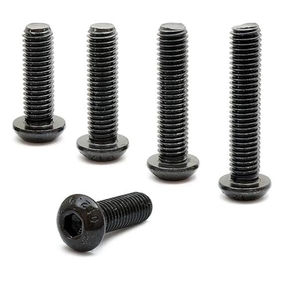 - x 10mm Button Head Socket Screws, ISO 7380, Alloy Steel, Black Oxide, 100 Pack