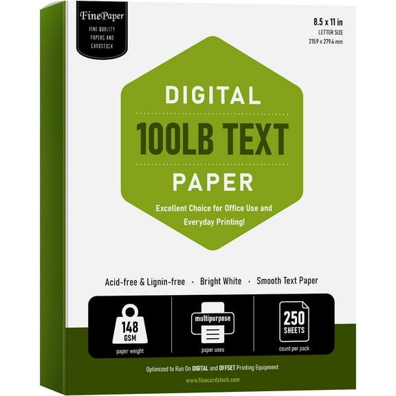 x 11" Bright White Multipurpose Copy Paper - 40lb / 100lb Text Paper, 250 (1 Ream) - Premium Smooth Finish Office Printer Paper for Writing, Copy, Printing Documents, Letters