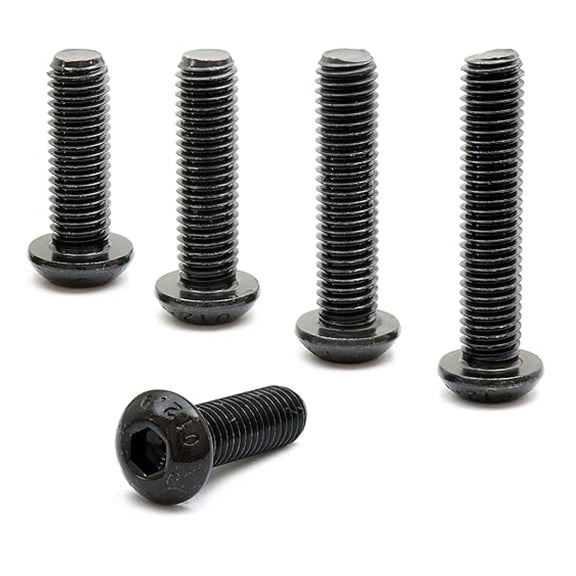 - x 12mm Button Head Socket Screws, ISO 7380, Alloy Steel, Black Oxide, 100 Pack