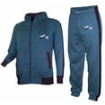 thumbnail image 1 of x-2 mens athletic fleece tracksuit jogging sweatsuit activewear hooded top teal blue xl, 1 of 1