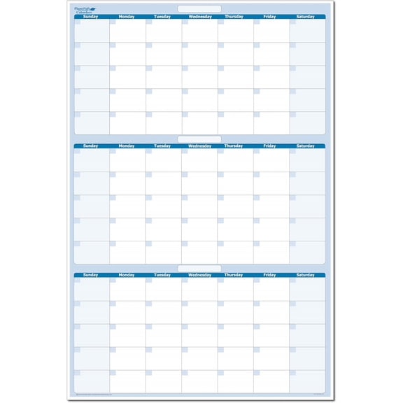 x 24" Sky Blue Vertical 90-Day Task, Goals and Objective Erasable Calendar - Large Wall Planner for Home, Office, School - Ideal for Scheduling, Budget Organization - Complete with fine tip dry-erase