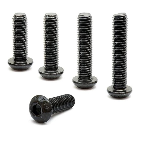 - x 25mm Button Head Socket Screws, ISO 7380, Alloy Steel, Black Oxide, 250 Pack