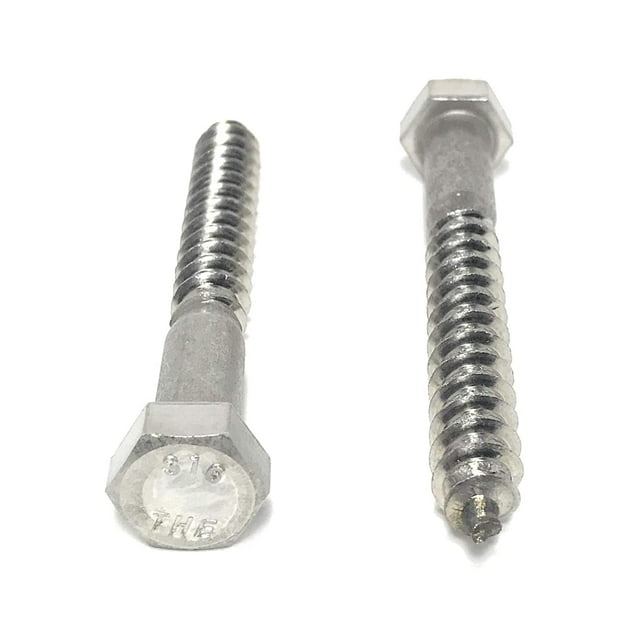 x 3" 316 Stainless Steel Hex Head Lag Bolts Lag Screws Marine Grade (5