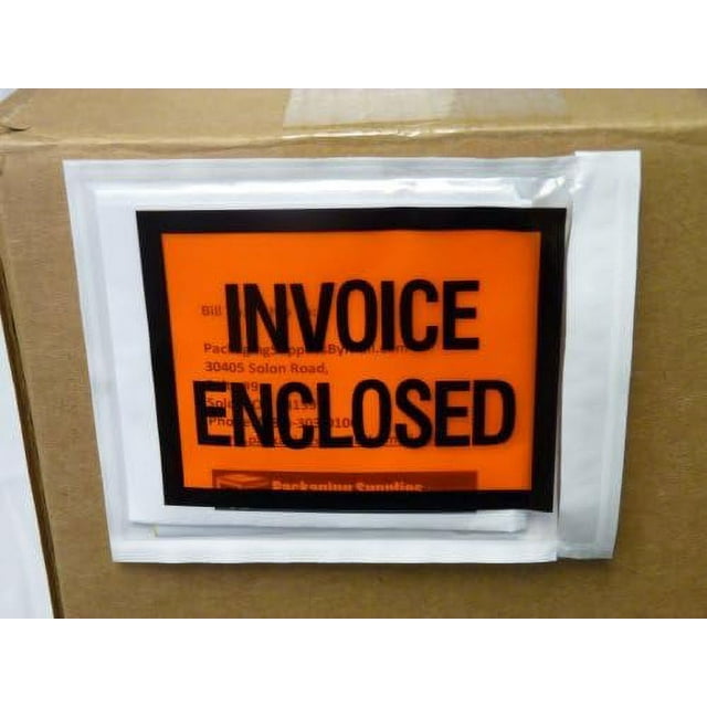 x 5.5" Invoice Enclosed Packing List Envelopes Full Face Back Load 1000