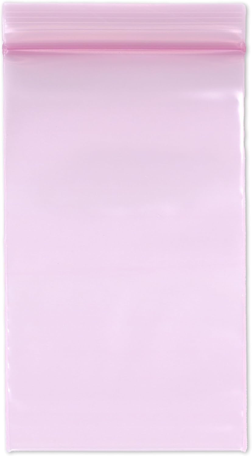 Poly Bag Guy 4' X 6' Pink Anti-Static Zipper Bags - 2 Mil, 1000 Bags Per Case, ESD Safe