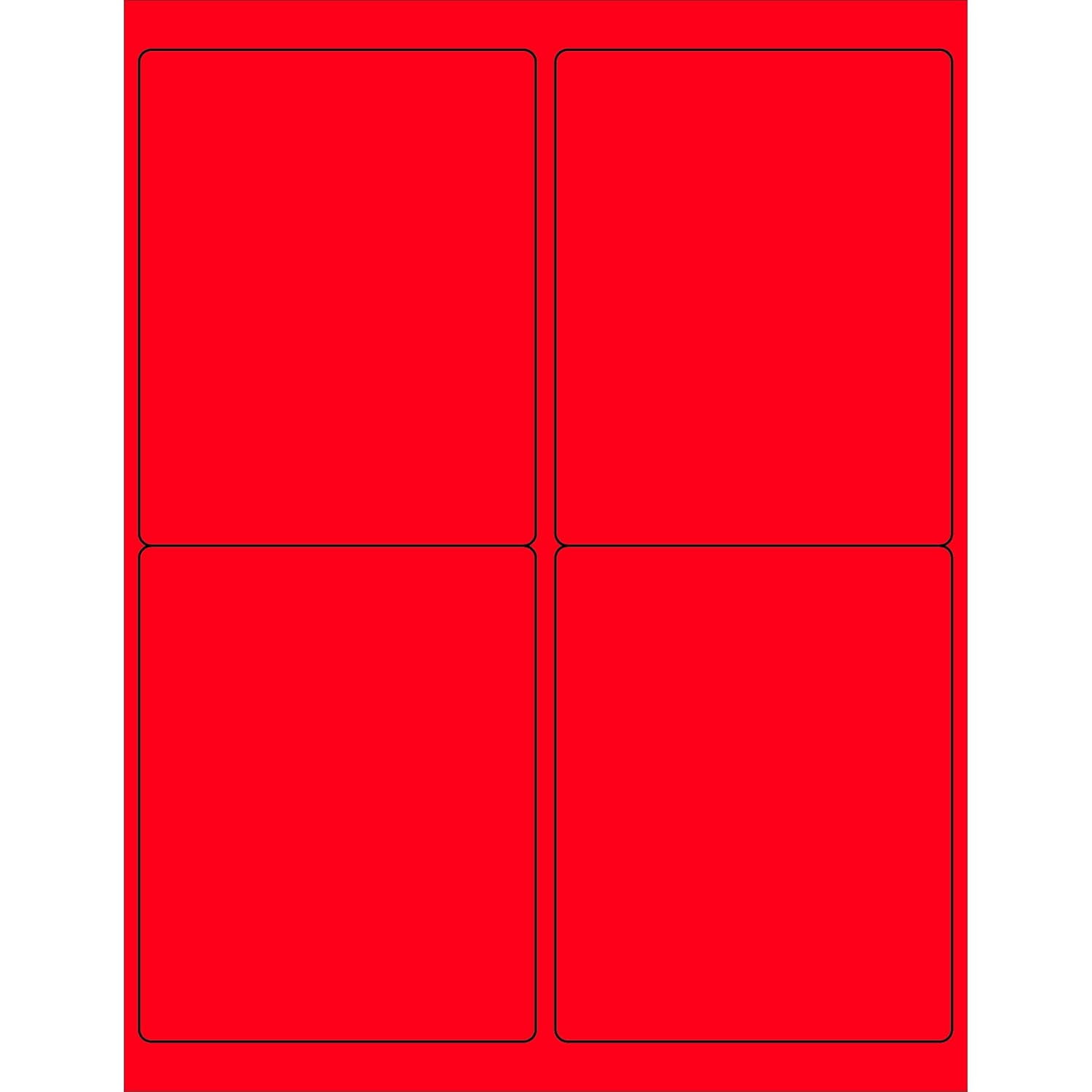 x 5" Fluorescent Red Shipping Address Labels, for Laser jet Printers