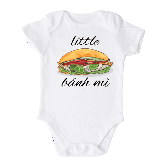 Little Banh Mi Baby Shirt Premium Custom Baby Clothes Vietnamese Food Unisex Baby Announcement Gift for Mom Newborn Outfit 6-9m White
