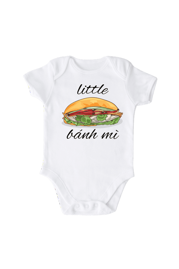 Little Banh Mi Baby Shirt Premium Custom Baby Clothes Vietnamese Food Unisex Baby Announcement Gift for Mom Newborn Outfit 6-9m White