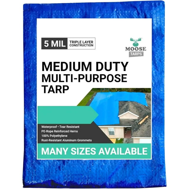 x 8' Waterproof Tarp Medium Duty Reversible Blue/Silver