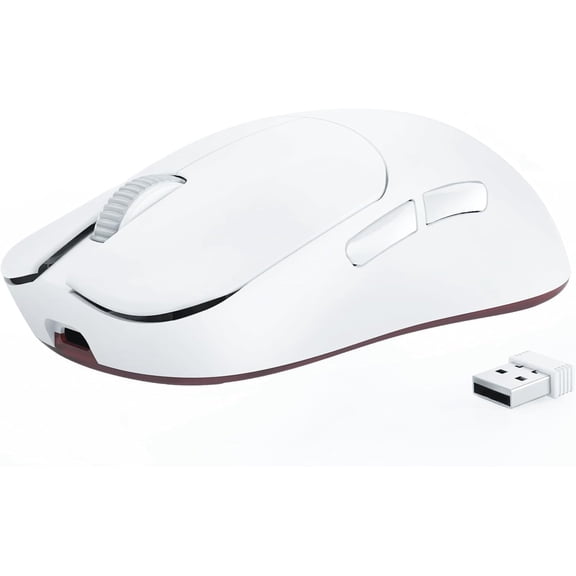 x AJAZZ AJ099 Wireless Gaming Mouse, 59g Lightweight t Sensor PAW3311, 6 DPI up to 12K, 2.4G/USB-C Wired 200Hrs Battery Programmble Computer Mice for WIn/Mac/PS4/XBOX/Gamer/Office(White)