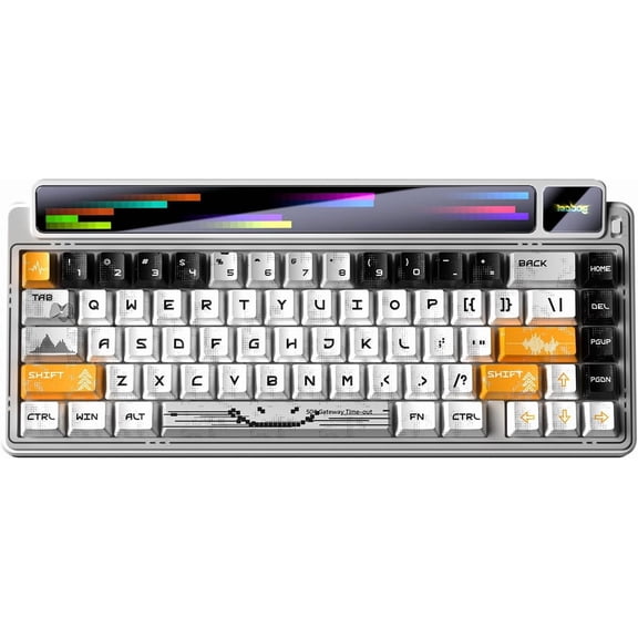 x Aula AMG65 Mechanical Gaming Keyboard w/Dual Screen, 65% Small Custom RGB Keyboard Quite,/2.4G/Wired, Rapid Trigger, Hot Swappable for Windows Laptop PC - White