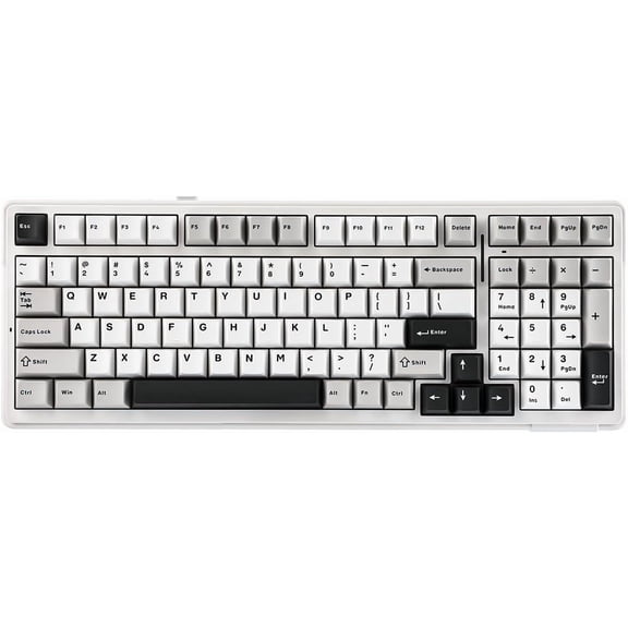x Aula F99  Mechanical Keyboard, Hot Swappable Gasket Custom Gaming Keyboard with Five-Layer Padding, BT/2.4GHz/-C, 8000mAh  (White Grey, Reaper )