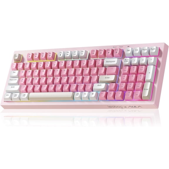 x Aula Gaming Keyboard, Creamy Keyboard, Computer Keyboards Keyboard Full Size with Number Pad Light Up RGB Backlit Tri-Mode BT/2.4GHz/USB-C - K99