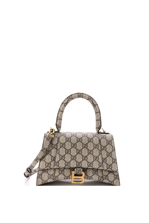 Pre-Owned x Balenciaga The Hacker Project Hourglass Top Handle Bag GG Coated Canvas Small By Rebag