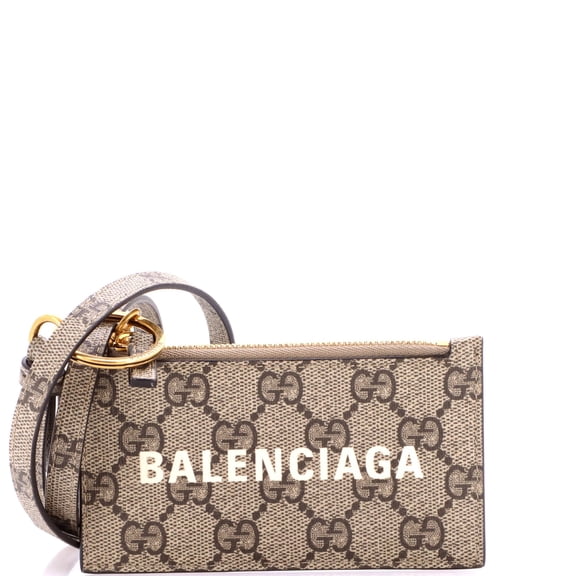 x Balenciaga The Hacker Project Zip Card Case with Strap GG Coated Canvas By Rebag