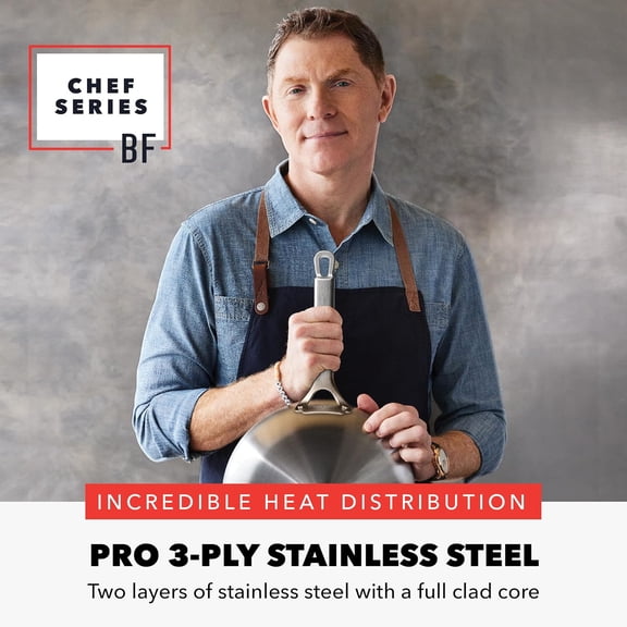 x Bobby Flay Stainless Steel 3.75QT Saucepan & Glass Lid